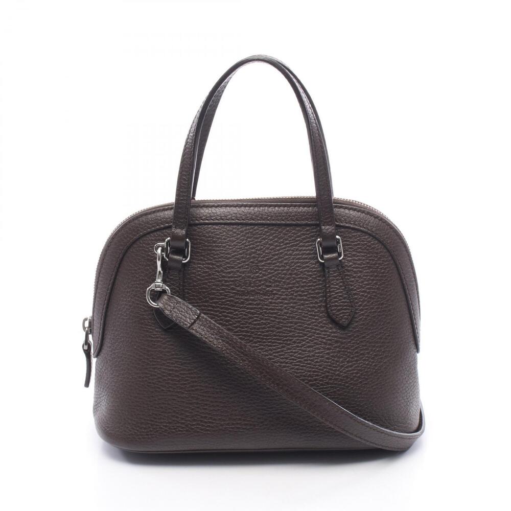 Gucci Dome Leather 2Way Crossbody Bag Brown